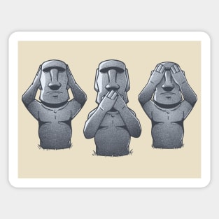 3 Wise Moais Sticker